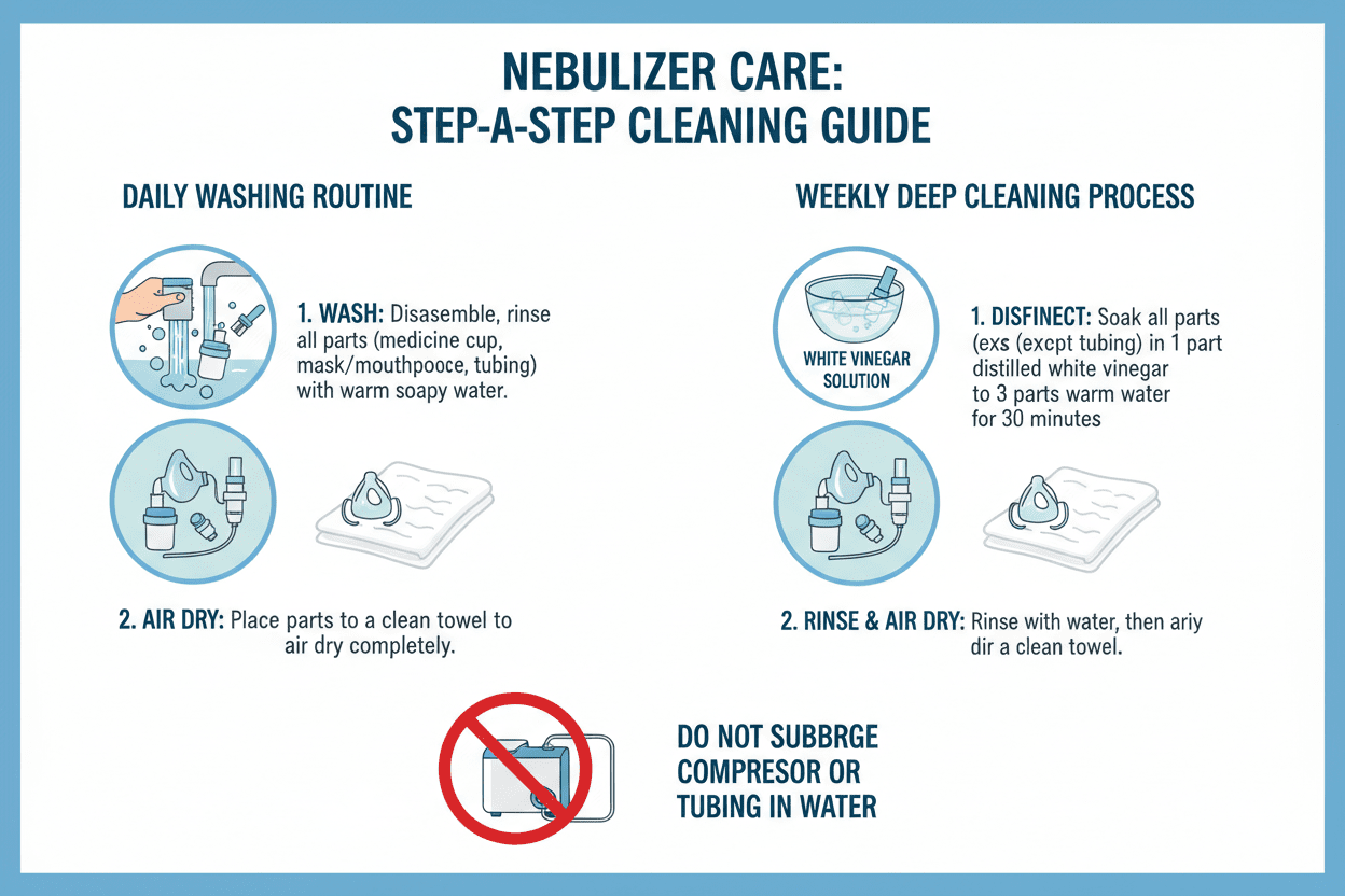 cleaning a nebulizer- Nebulizers Suitable for People with Asthma and Respiratory Diseases - Portable Nebulizer Story