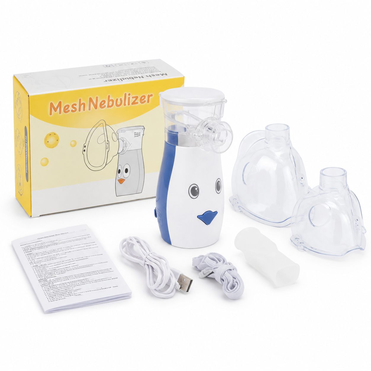 Mericonn UN209 blue portable mesh nebulizer kit with adult and child masks