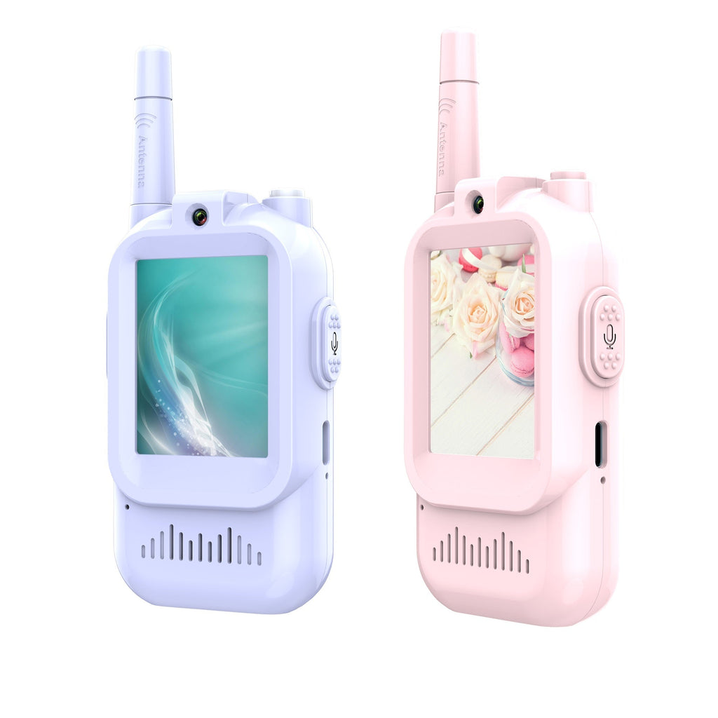 Video Walkie Talkies for Kids, Hiking for Boys Girls Ages 3 - 12, Handheld 2 Pack Rechargeable Video Intercom Kids Walkies Talkies, Indoor Outdoor Toys for Family Games, Outside, Camping (1 pair Blue/Pink) - Portable Nebulizer Story